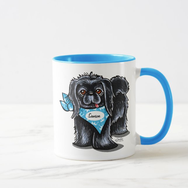Taza Nombrar Mascota pekinés negro azul personalizado (Derecha)