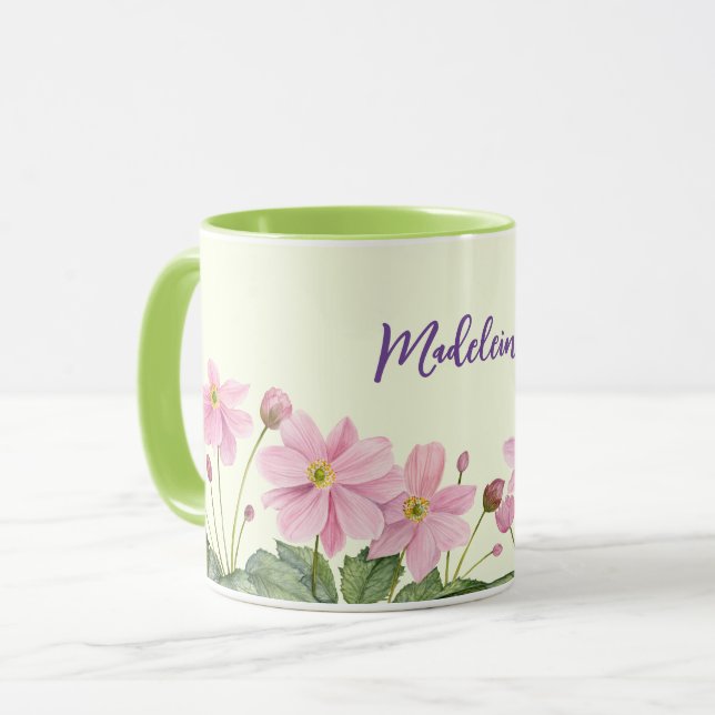 Taza Nombre acuarela Ilustracion anémico japonés rosa (Anverso izquierdo)