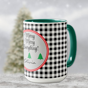 Taza Nombre, Black & White Buffalo Check 15oz. Combo