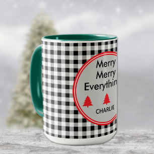 Taza Nombre, Black & White Buffalo Check 15oz. Combo