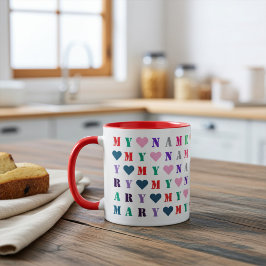 Taza Nombre colorido personalizable, 16 letras o número