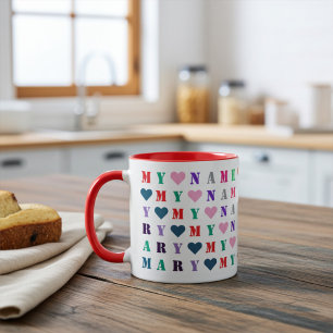 Taza Nombre colorido personalizable, 16 letras o número