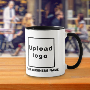 Taza Nombre comercial y logotipo en negro en coma