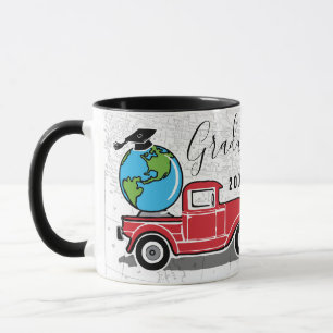 Taza Nombre con monograma del vintage del globo rojo
