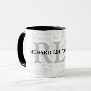 Taza Nombre con negro monograma personalizado inicial