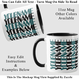 Taza Nombre Corto Personalizado Teal Mensaje Oculto Per