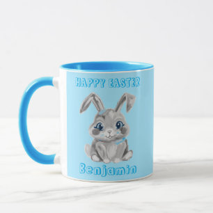 Taza Nombre de Aqua Bunny Gray Easter