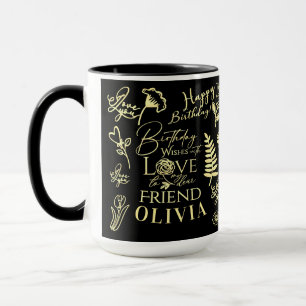 Taza Nombre de Caligrafía Amiga Cumpleaños Moderno y El
