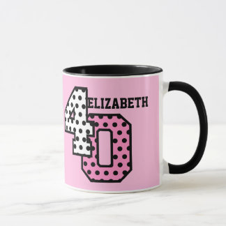 Taza Nombre de encargo V04B de los 40.os LUNARES