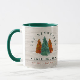 Taza Nombre de familia Lake House Pine Tree wood Person