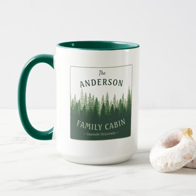 Taza Nombre de familia Ubicación de la cabina Bosque de (Con donut)
