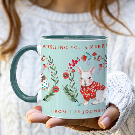 Taza Nombre de festividad de Navidades de pingüino de c