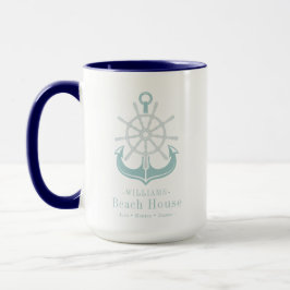 Taza Nombre de la familia Beach House Anchor Náutico