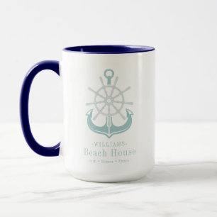 Taza Nombre de la familia Beach House Anchor Náutico