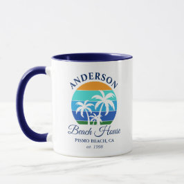 Taza Nombre de la familia Casa de la playa Sun Palm Tre