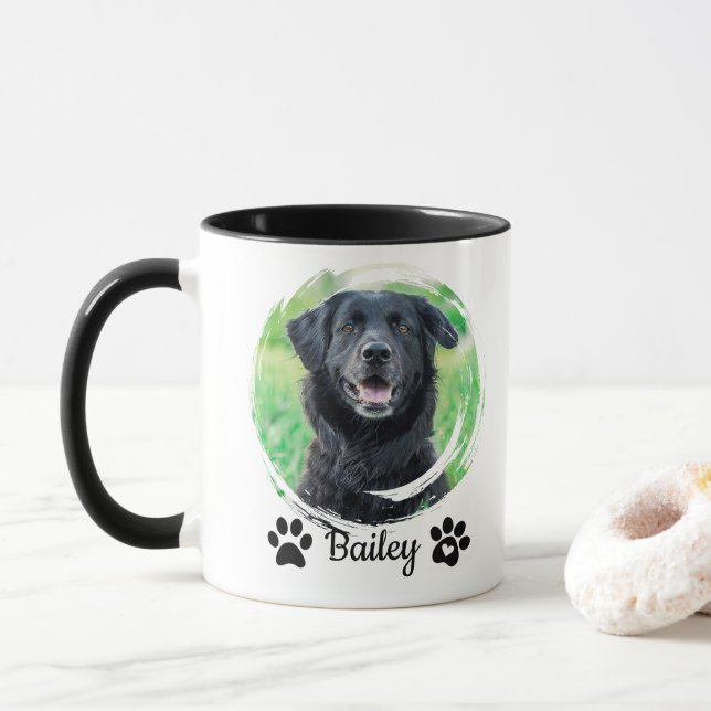 Taza Nombre de la foto del Mascota moderno simple (Con donut)