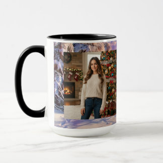 Taza Nombre de la foto Escena de invierno acuarela rosa