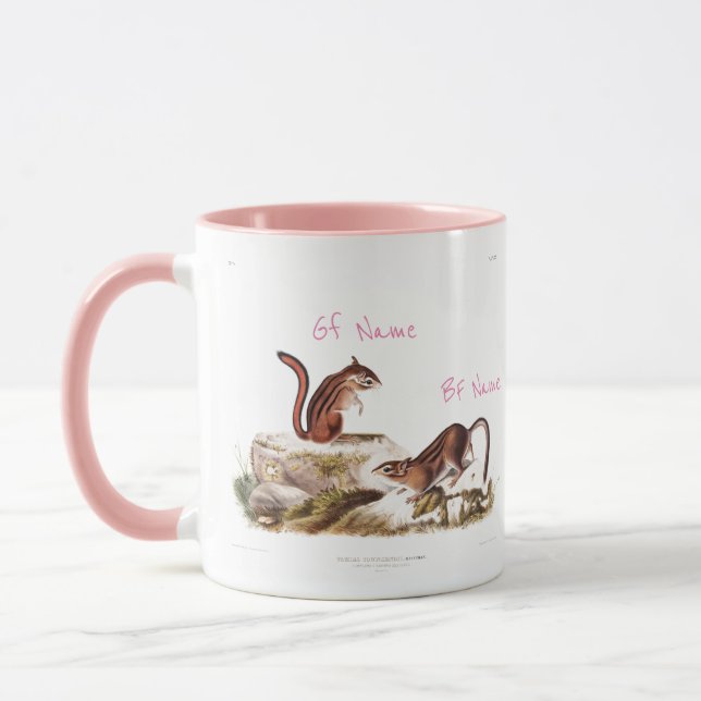 Taza Nombre de la pareja de ardilla del personalizado V (Izquierda)