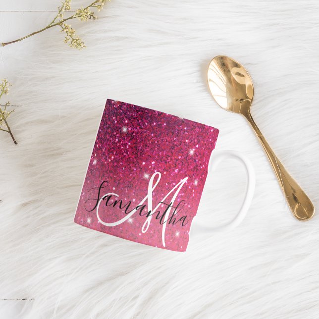 Taza Nombre de las parqueas de Purpurina rosado y rojo  (Subido por el creador)