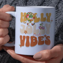 Taza Nombre de los Navidades de Holly Jolly Vibe Retro 