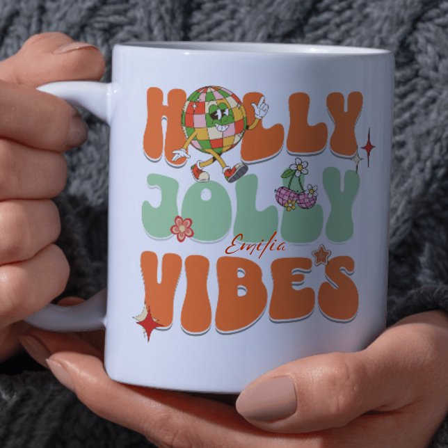 Taza Nombre de los Navidades del Naranja Retro de Holly (Subido por el creador)