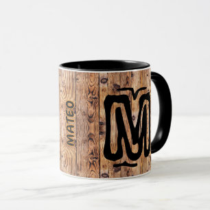 Taza Nombre de Madera Antigua, Café con Aspecto Antiguo