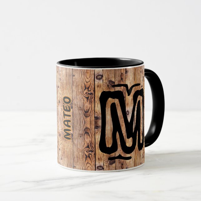 Taza Nombre de Madera Antigua, Café con Aspecto Antiguo (Anverso derecho)
