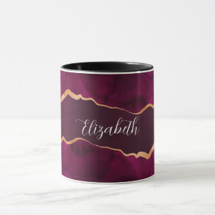 Taza Nombre de mármol de agre de oro morado de Borgoña