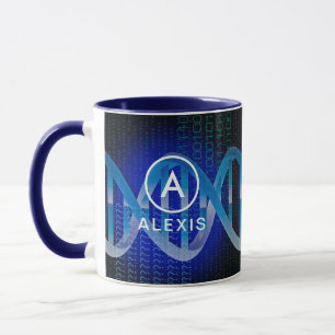Taza Nombre de monograma ADN Ciencia