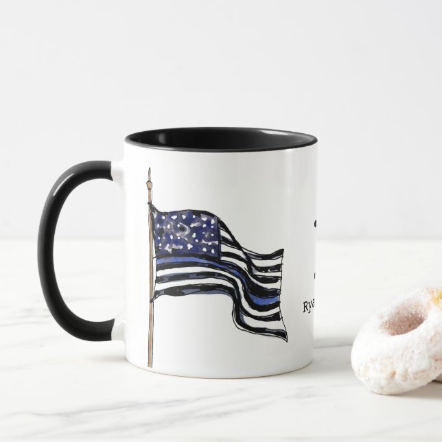 Taza Nombre de Monograma de Bandera Estadounidense Delg (Con donut)