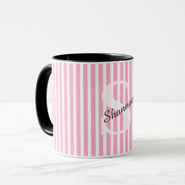 Taza Nombre de monograma del Pastel rayado (Anverso izquierdo)