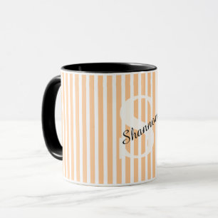 Taza Nombre de monograma del Pastel rayado