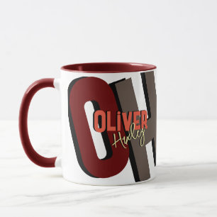 Taza Nombre de monograma negrita con sombra