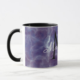 Taza Nombre de monograma personalizado Diseño de mármol