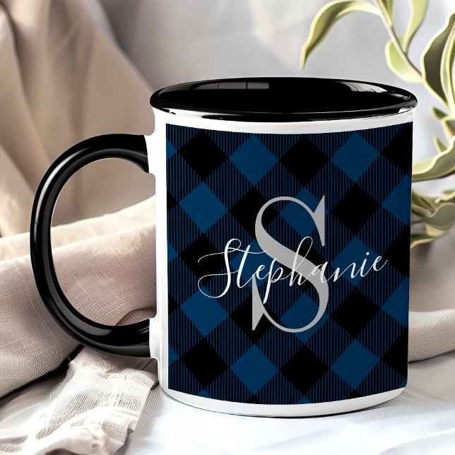 Taza Nombre de Monograma Rústico de Búfalo Azul de la M (Subido por el creador)