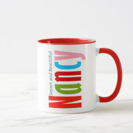 Taza Nombre de "Nancy" en vibrante diversión y letras c