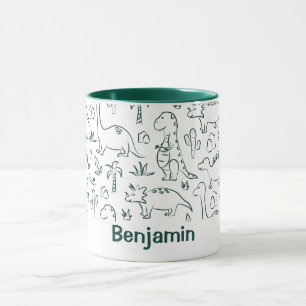 Taza Nombre de niño dinosaurios Dino Lindo Selva Verde