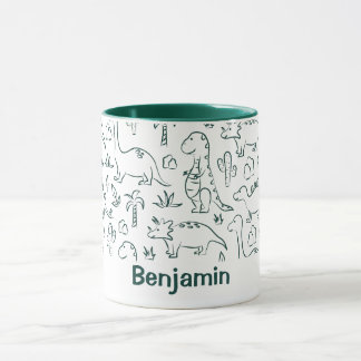 Taza Nombre de niño dinosaurios Dino Lindo Selva Verde