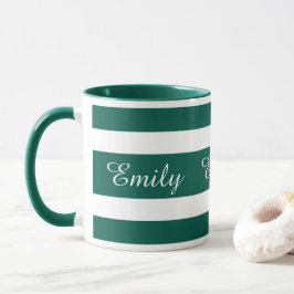 Taza Nombre de patrón de rayas verdes moderno