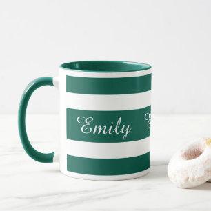 Taza Nombre de patrón de rayas verdes moderno