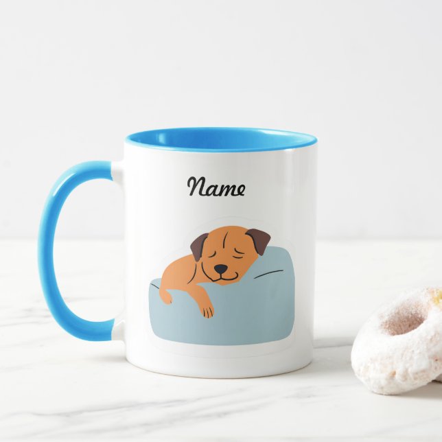 Taza Nombre de Personalizable de perro de corte (Con donut)