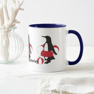Taza Nombre de pingüino divertido dibujo animado verano