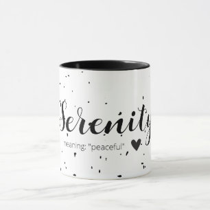 Taza Nombre de serenidad significa blanco negro moderad