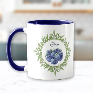 Taza Nombre de verde arándano azul elegante
