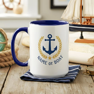 Taza Nombre del barco Anchor Náutico Laurel de estilo o