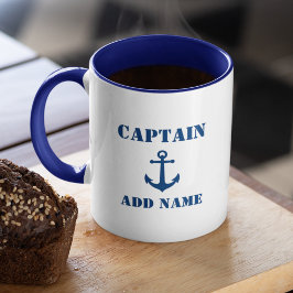 Taza Nombre del capitán o del barco del ancla náutica v