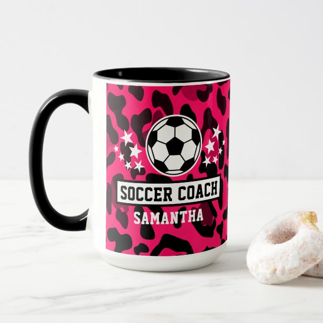 Taza Nombre del entrenador de fútbol de impresión de le (Con donut)