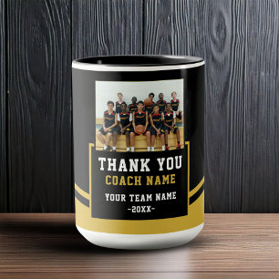 Taza Nombre del Equipo Moderno Foto Entrenador Gracias