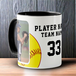 Taza Nombre del jugador de sóftbol Número Equipo 2 Foto
