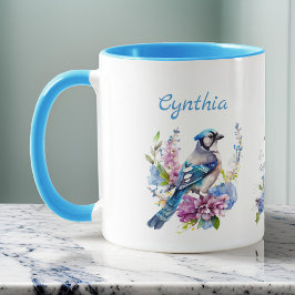 Taza Nombre del Monograma de las Flores de Verano de lo